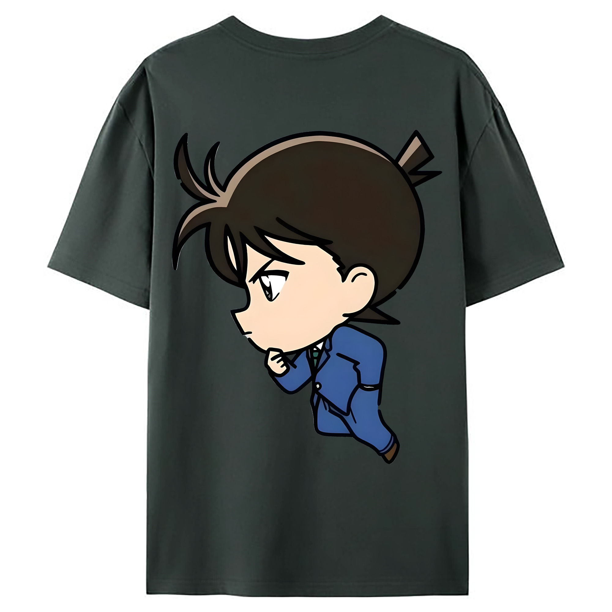 （画像用） 名探偵コナン 江戸川 コナン Detective Conan Conan Edogawa 綿100％ メンズ半袖Tシャツ（バックプリント） 通気性